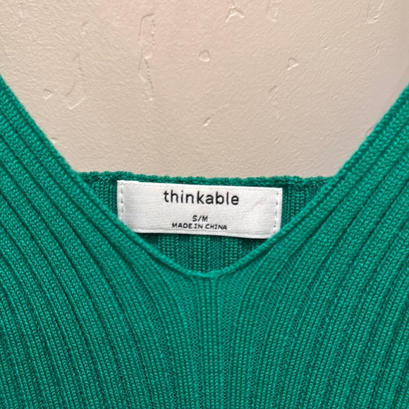 Green Ribbed Knit Tank Top - Picture 2 of 3